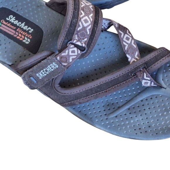 Skechers Reggae Trailway Chocolate Flip-Flop Slide Comfort Sandals Women 11 41 - Picture 14 of 16